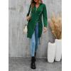 imageLYANER Womens Sexy Zip Up V Neck Long Sleeve Side Split Asymmetrical Hem Longline Tunic Blouse TopDark Green