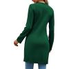 imageLYANER Womens Sexy Zip Up V Neck Long Sleeve Side Split Asymmetrical Hem Longline Tunic Blouse TopDark Green