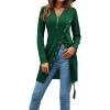 imageLYANER Womens Sexy Zip Up V Neck Long Sleeve Side Split Asymmetrical Hem Longline Tunic Blouse TopDark Green