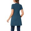 imageLYANER Womens Sexy Zip Up V Neck Long Sleeve Side Split Asymmetrical Hem Longline Tunic Blouse TopDeep Teal Blue