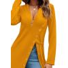 imageLYANER Womens Sexy Zip Up V Neck Long Sleeve Side Split Asymmetrical Hem Longline Tunic Blouse TopGinger