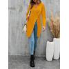 imageLYANER Womens Sexy Zip Up V Neck Long Sleeve Side Split Asymmetrical Hem Longline Tunic Blouse TopGinger