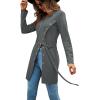 imageLYANER Womens Sexy Zip Up V Neck Long Sleeve Side Split Asymmetrical Hem Longline Tunic Blouse TopGray