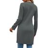 imageLYANER Womens Sexy Zip Up V Neck Long Sleeve Side Split Asymmetrical Hem Longline Tunic Blouse TopGray