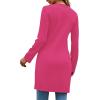 imageLYANER Womens Sexy Zip Up V Neck Long Sleeve Side Split Asymmetrical Hem Longline Tunic Blouse TopHot Pink