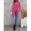 imageLYANER Womens Sexy Zip Up V Neck Long Sleeve Side Split Asymmetrical Hem Longline Tunic Blouse TopHot Pink