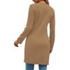 imageLYANER Womens Sexy Zip Up V Neck Long Sleeve Side Split Asymmetrical Hem Longline Tunic Blouse TopKhaki