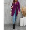 imageLYANER Womens Sexy Zip Up V Neck Long Sleeve Side Split Asymmetrical Hem Longline Tunic Blouse TopMagenta