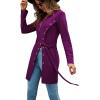 imageLYANER Womens Sexy Zip Up V Neck Long Sleeve Side Split Asymmetrical Hem Longline Tunic Blouse TopMagenta