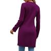 imageLYANER Womens Sexy Zip Up V Neck Long Sleeve Side Split Asymmetrical Hem Longline Tunic Blouse TopMagenta