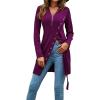 imageLYANER Womens Sexy Zip Up V Neck Long Sleeve Side Split Asymmetrical Hem Longline Tunic Blouse TopMagenta