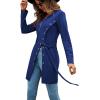 imageLYANER Womens Sexy Zip Up V Neck Long Sleeve Side Split Asymmetrical Hem Longline Tunic Blouse TopNavy