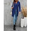 imageLYANER Womens Sexy Zip Up V Neck Long Sleeve Side Split Asymmetrical Hem Longline Tunic Blouse TopNavy