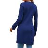 imageLYANER Womens Sexy Zip Up V Neck Long Sleeve Side Split Asymmetrical Hem Longline Tunic Blouse TopNavy