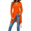 imageLYANER Womens Sexy Zip Up V Neck Long Sleeve Side Split Asymmetrical Hem Longline Tunic Blouse TopNeon Orange