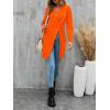 imageLYANER Womens Sexy Zip Up V Neck Long Sleeve Side Split Asymmetrical Hem Longline Tunic Blouse TopNeon Orange
