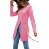 imageLYANER Womens Sexy Zip Up V Neck Long Sleeve Side Split Asymmetrical Hem Longline Tunic Blouse TopPink