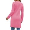 imageLYANER Womens Sexy Zip Up V Neck Long Sleeve Side Split Asymmetrical Hem Longline Tunic Blouse TopPink