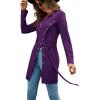imageLYANER Womens Sexy Zip Up V Neck Long Sleeve Side Split Asymmetrical Hem Longline Tunic Blouse TopPurple