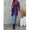 imageLYANER Womens Sexy Zip Up V Neck Long Sleeve Side Split Asymmetrical Hem Longline Tunic Blouse TopPurple