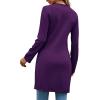imageLYANER Womens Sexy Zip Up V Neck Long Sleeve Side Split Asymmetrical Hem Longline Tunic Blouse TopPurple