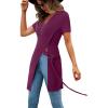 imageLYANER Womens Sexy Zip Up V Neck Long Sleeve Side Split Asymmetrical Hem Longline Tunic Blouse TopPurplish Red