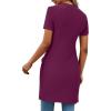 imageLYANER Womens Sexy Zip Up V Neck Long Sleeve Side Split Asymmetrical Hem Longline Tunic Blouse TopPurplish Red