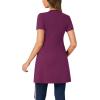 imageLYANER Womens Sexy Zip Up V Neck Long Sleeve Side Split Asymmetrical Hem Longline Tunic Blouse TopPurplish Red