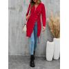 imageLYANER Womens Sexy Zip Up V Neck Long Sleeve Side Split Asymmetrical Hem Longline Tunic Blouse TopRed