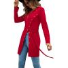 imageLYANER Womens Sexy Zip Up V Neck Long Sleeve Side Split Asymmetrical Hem Longline Tunic Blouse TopRed