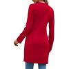 imageLYANER Womens Sexy Zip Up V Neck Long Sleeve Side Split Asymmetrical Hem Longline Tunic Blouse TopRed