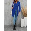 imageLYANER Womens Sexy Zip Up V Neck Long Sleeve Side Split Asymmetrical Hem Longline Tunic Blouse TopRoyal Blue