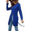 imageLYANER Womens Sexy Zip Up V Neck Long Sleeve Side Split Asymmetrical Hem Longline Tunic Blouse TopRoyal Blue