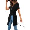 imageLYANER Womens Sexy Zip Up V Neck Long Sleeve Side Split Asymmetrical Hem Longline Tunic Blouse TopShort Sleeve Black