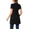 imageLYANER Womens Sexy Zip Up V Neck Long Sleeve Side Split Asymmetrical Hem Longline Tunic Blouse TopShort Sleeve Black