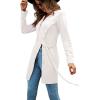 imageLYANER Womens Sexy Zip Up V Neck Long Sleeve Side Split Asymmetrical Hem Longline Tunic Blouse TopWhite