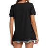 imageLYANER Womens Square Neck Tunic Top Puff Short Sleeve Pleated Flowy TShirtsBlack