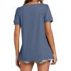 imageLYANER Womens Square Neck Tunic Top Puff Short Sleeve Pleated Flowy TShirtsBlue