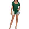 imageLYANER Womens Square Neck Tunic Top Puff Short Sleeve Pleated Flowy TShirtsGreen