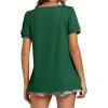 imageLYANER Womens Square Neck Tunic Top Puff Short Sleeve Pleated Flowy TShirtsGreen