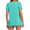 imageLYANER Womens Square Neck Tunic Top Puff Short Sleeve Pleated Flowy TShirtsPeacock Green