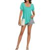 imageLYANER Womens Square Neck Tunic Top Puff Short Sleeve Pleated Flowy TShirtsPeacock Green
