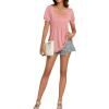 imageLYANER Womens Square Neck Tunic Top Puff Short Sleeve Pleated Flowy TShirtsPink