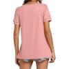 imageLYANER Womens Square Neck Tunic Top Puff Short Sleeve Pleated Flowy TShirtsPink