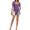 imageLYANER Womens Square Neck Tunic Top Puff Short Sleeve Pleated Flowy TShirtsPurple