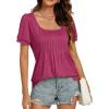 imageLYANER Womens Square Neck Tunic Top Puff Short Sleeve Pleated Flowy TShirtsRose