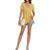 imageLYANER Womens Square Neck Tunic Top Puff Short Sleeve Pleated Flowy TShirtsYellow