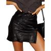 imageLYANER Womens Elegant Jacquard Side Split Slit Zipper High Waist Mini Short SkirtBlack