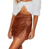 imageLYANER Womens Elegant Jacquard Side Split Slit Zipper High Waist Mini Short SkirtBrown