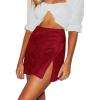 imageLYANER Womens Elegant Jacquard Side Split Slit Zipper High Waist Mini Short SkirtBurgundy